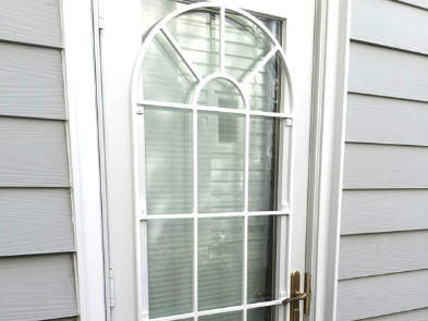 Decorative burglar bars installed on door